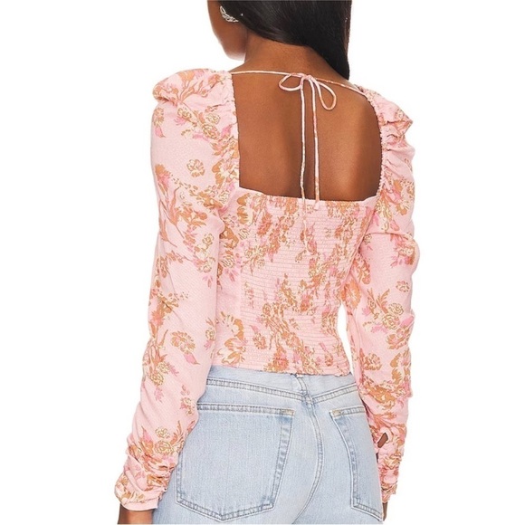 Free People Hilary Printed Top in Pink Combo Size Small - Picture 3 of 9